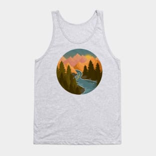 Bright sunrise landscape of mountains and trees Tank Top